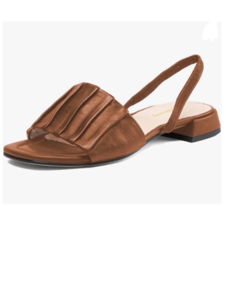 Brown Women Comfortable Open Toe Low Heel Sandals Back Strap Slip On Shoes